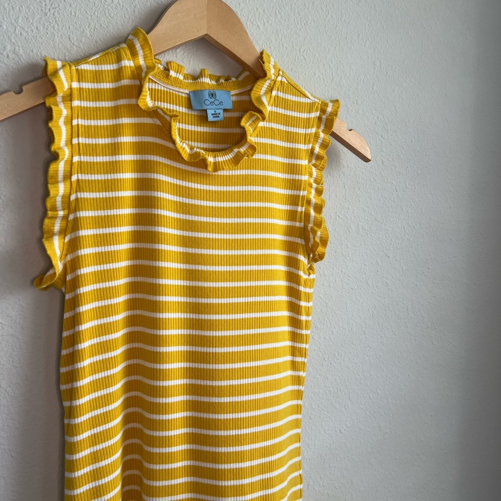 CeCe Striped Ruffle Sweater Tank - Picture 7 of 8